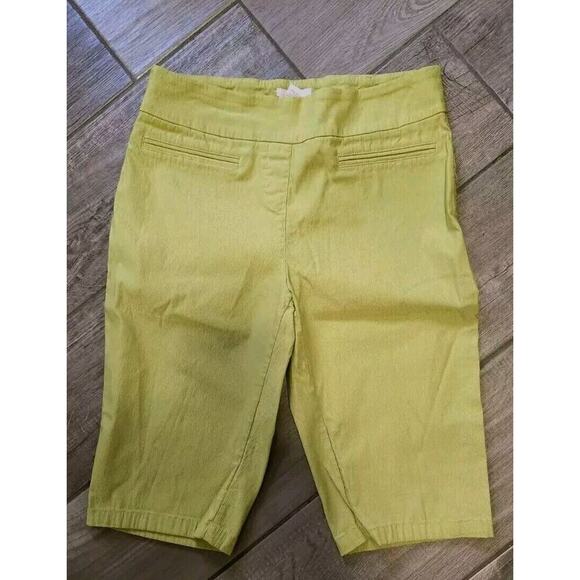 Eric Crop Pants Womens Sz 12 Lime Green Capri Stretch Pull On - Picture 1 of 5